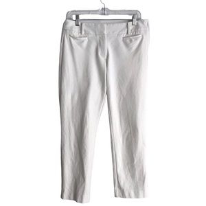 Ann Taylor Loft Women's Marisa Cropped Slit Hem Stretch Riviera Pant White 6